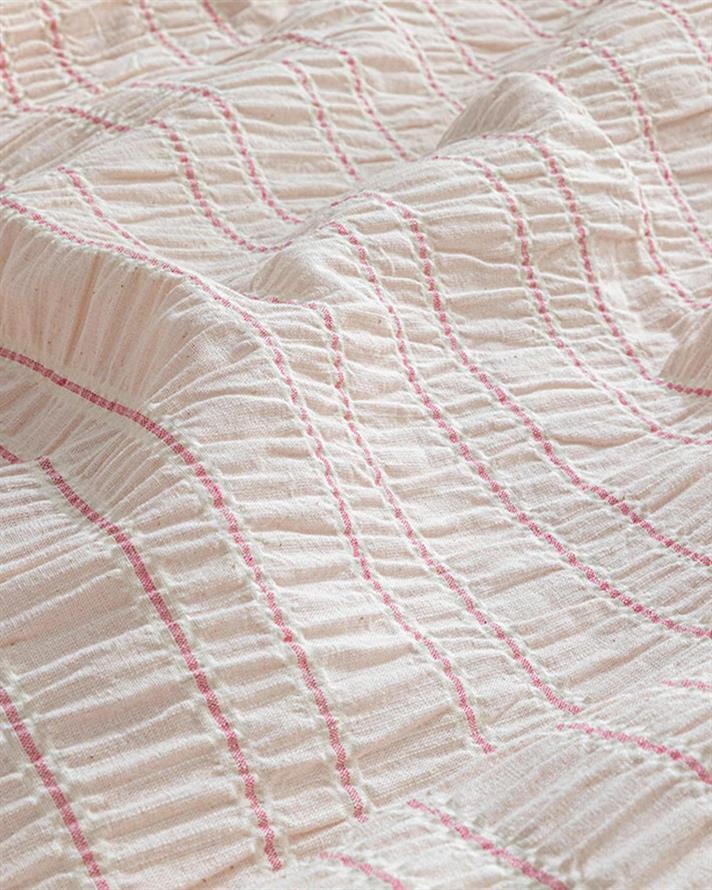  Lenjerie de pat completă, pentru două persoane, Crispate, bumbac-viscoză, 200x220 Cm/ 160x200 cm/ 50x70 cm,  roz pudră