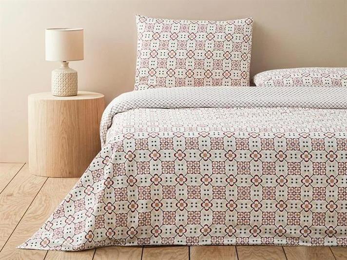  Lenjerie de pat completă, pentru două persoane, Retro Glam, Bumbac, 200x220 cm/ 160x200 cm/ 50x70 cm, Roșu