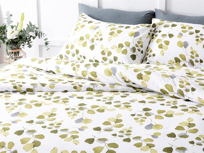  Lenjerie de pat completă, pentru două persoane, Summer Ivy, bumbac, 200x220 cm, Verde