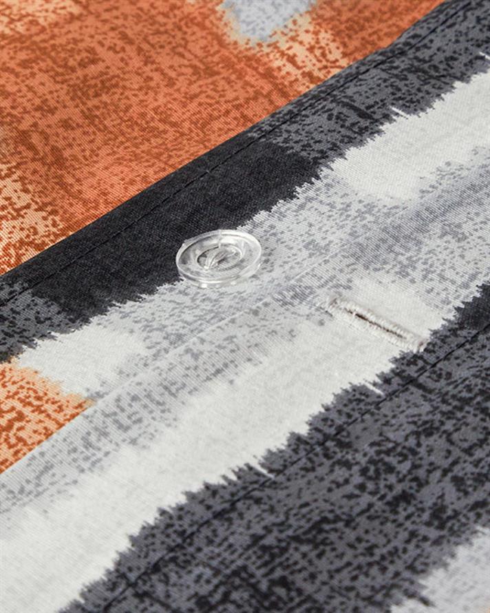  Lenjerie de pat completă, pentru două persoane, Meta Check,Bumbac-poliester, 200x220 cm/ 180x200 cm/ 50x70 cm, Terracot