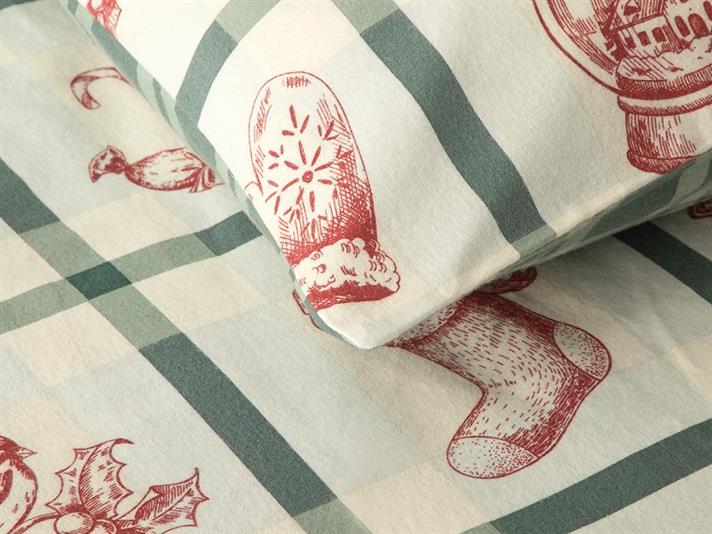  Lenjerie de pat completă, pentru două persoane, Winter Joy,bumbac, 200x220 cm/ 160x200 cm/ 50x70 cm, Verde