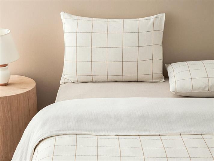  Lenjerie de pat completă, pentru două persoane, Graph, bumbac-viscoză-Poliester, 200x220 cm/ 160x200 cm/ 50x70 cm , Bej