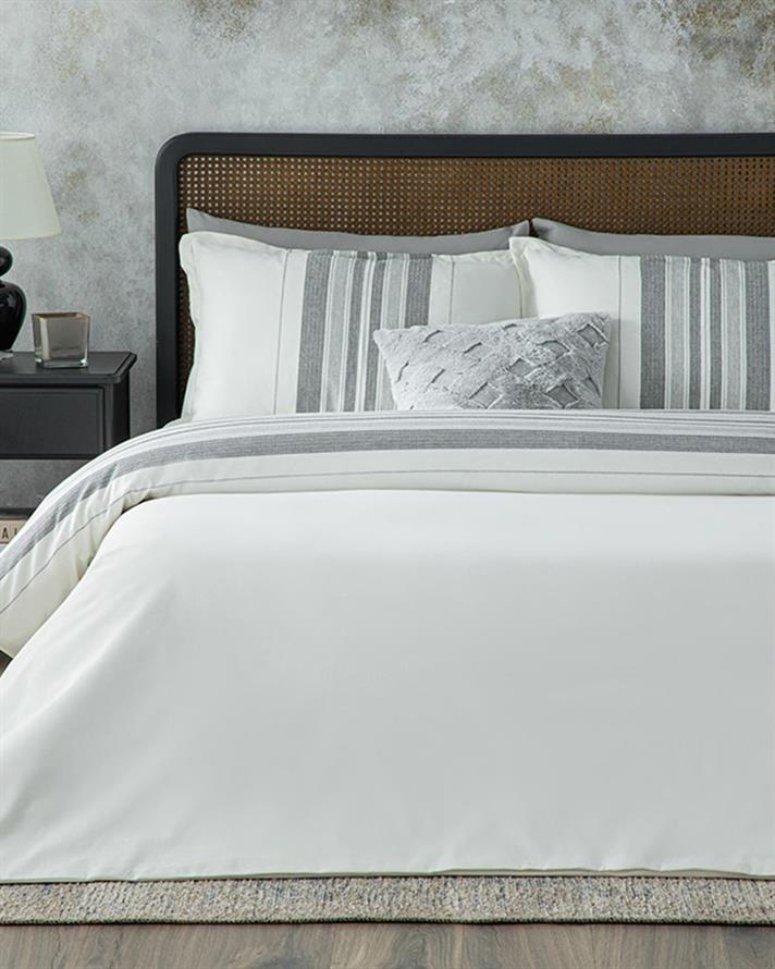  Lenjerie de pat completă, pentru două persoane, Grand, bumbac-viscoză-Poliester, 200x220 cm/ 160x200 cm/ 50x70 cm, gri