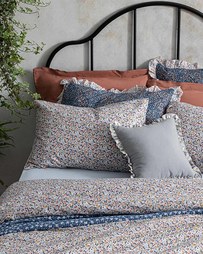  Lenjerie de pat completă pentru o persoană, Liberty Florets, Bumbac, 160x220 cm/ 100X200 cm/ 50x70 cm, Albastru