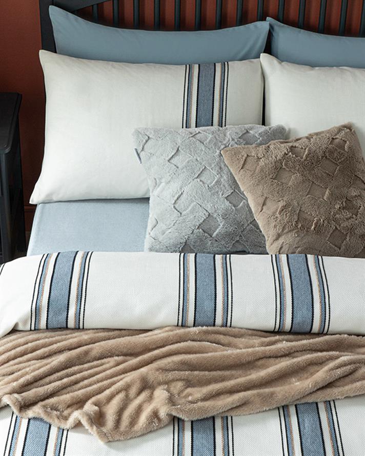  Lenjerie de pat completă pentru o persoană, Fine Lines, bumbac-viscoză-poliester, 160x220 cm/ 100X200 cm/ 50x70 cm, bej