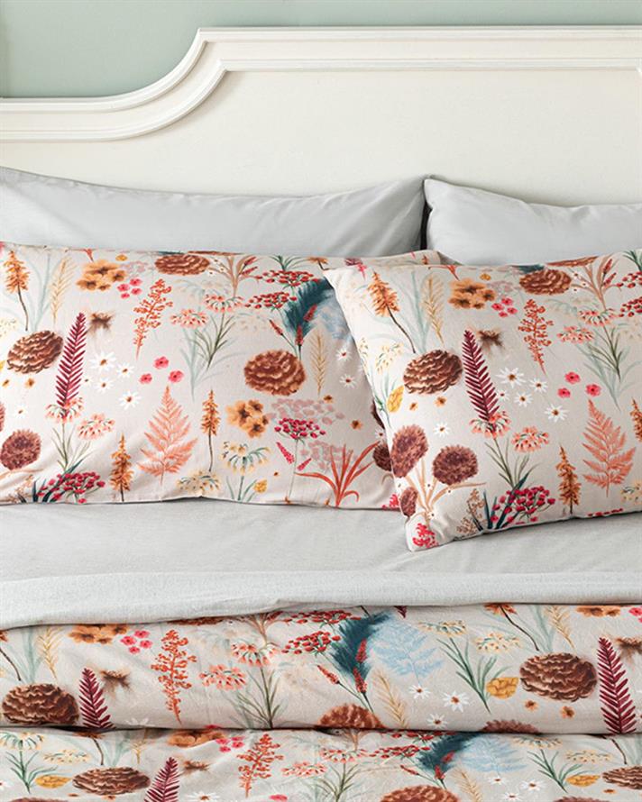  Lenjerie de pat completă pentru o persoană, Spring Time, Bumbac-Viscoză, 160x220 cm/ 100X200 cm/ 50x70 cm, Bej