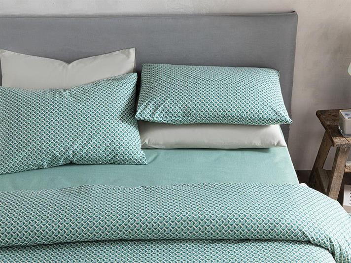  Lenjerie de pat completă pentru o persoană, Trio Tile, Bumbac-Poliester, 160 x 220 cm/ 160X240 cm/ 50x70 cm, Verde