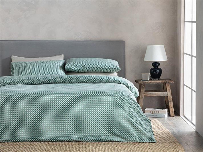  Lenjerie de pat completă pentru o persoană, Trio Tile, Bumbac-Poliester, 160 x 220 cm/ 160X240 cm/ 50x70 cm, Verde