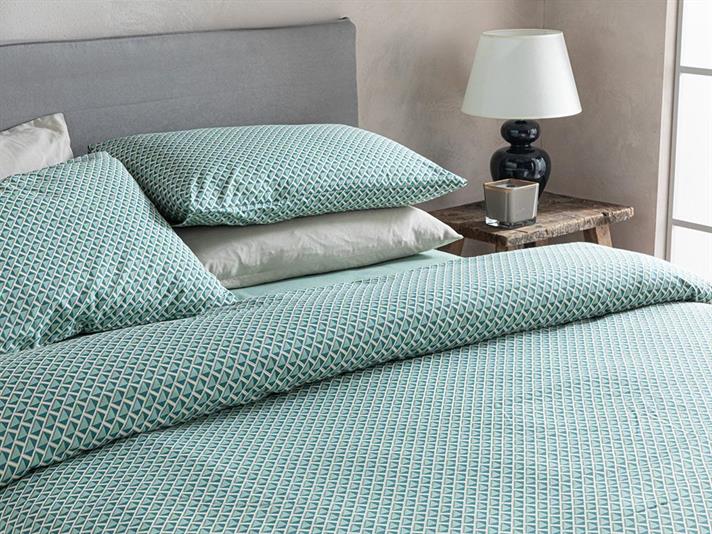  Lenjerie de pat completă pentru o persoană, Trio Tile, Bumbac-Poliester, 160 x 220 cm/ 160X240 cm/ 50x70 cm, Verde