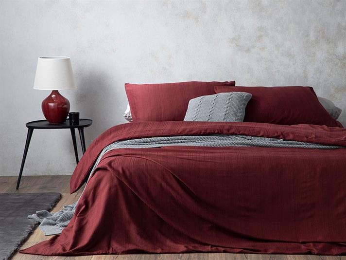  Lenjerie de pat completă pentru o persoană, Aurora, bumbac-viscoză, 160x220 cm/ 100x200 cm/ 50x70 cm, bordo