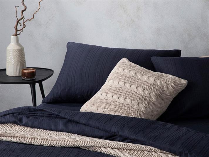  Lenjerie de pat completă pentru o persoană, Aurora, bumbac-viscoză, 160x220 cm/ 100X200 cm/ 50x70 cm, bluemarin