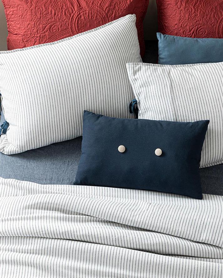  Lenjerie de pat completă pentru o persoană, Bowline, Bumbac, 160x220 cm/ 100X200 cm/ 50x70 cm, Alb - indigo