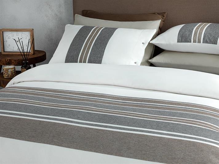  Lenjerie de pat completă pentru o persoană, Cosy Stripe, bumbac-viscoză-poliester, 160x220 cm/ 100X200 cm/ 50x70 cm, Ma