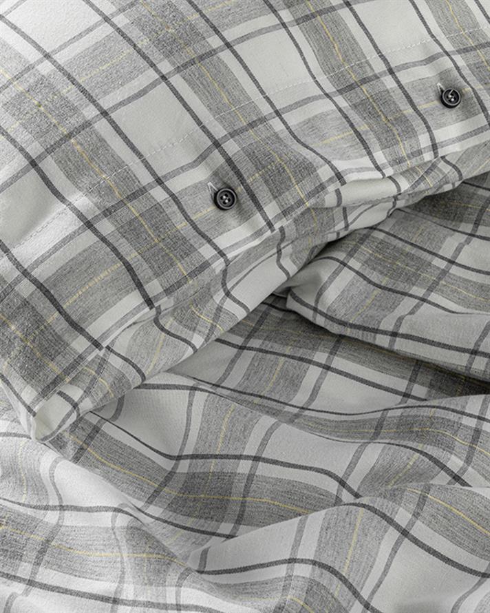  Lenjerie de pat completă pentru o persoană, Cozy Plaid, bumbac-viscoză-poliester, 160x220 cm/ 100X200 cm/ 50x70 cm, Gri