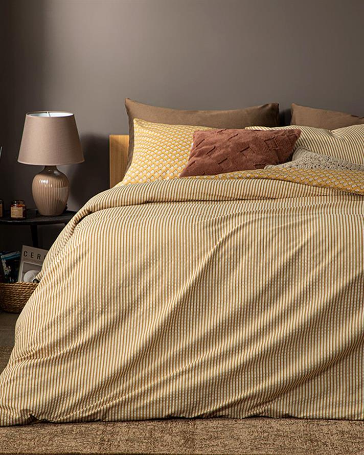  Lenjerie de pat completă pentru o persoană, Palm, bumbac, 160x220 cm/ 100X200 cm/ 50x70 cm, galben-muștar