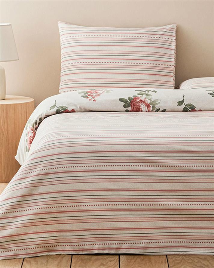  Lenjerie de pat completă pentru o persoană, Rose Bouquet, bumbac-poliester, 160x220 cm/ 100X200 cm/ 50x70 cm, Roz