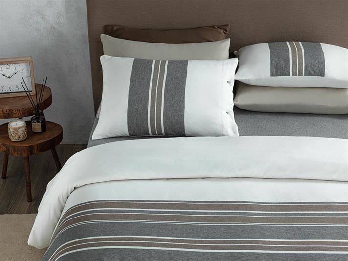  Lenjerie de pat completă pentru o persoană, Cosy Stripe, bumbac-viscoză-poliester, 160x220 cm/ 100X200 cm/ 50x70 cm, Ma