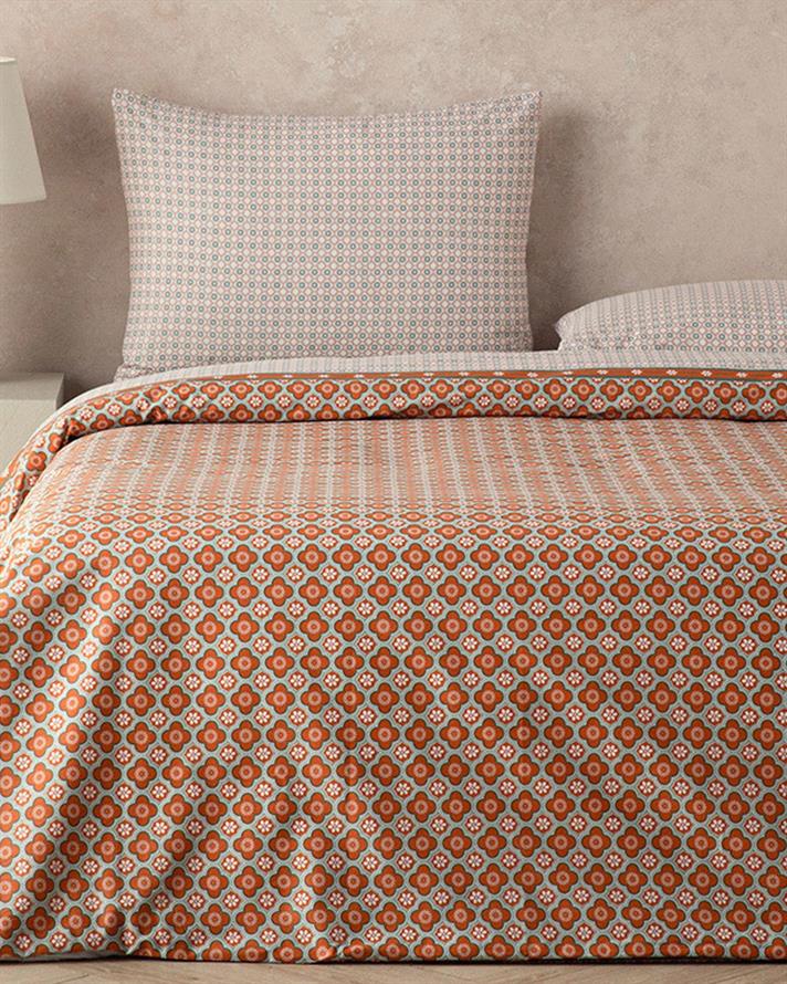  Lenjerie de pat completă pentru o persoană, Daisy Cell, bumbac, 160x220 cm/ 100X200 cm/ 50x70 cm, Cărămiziu