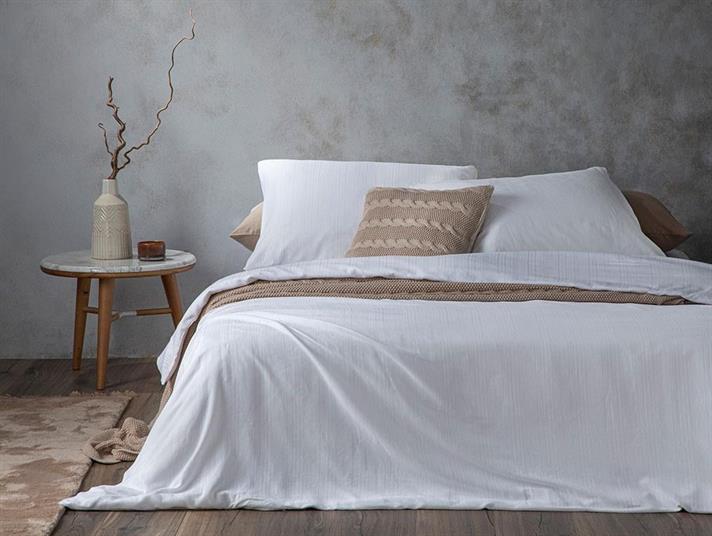  Lenjerie de pat completă, Super King, Aurora, bumbac-viscoză,  260x220 cm/ 200x200 cm/ 50x70 cm, alb