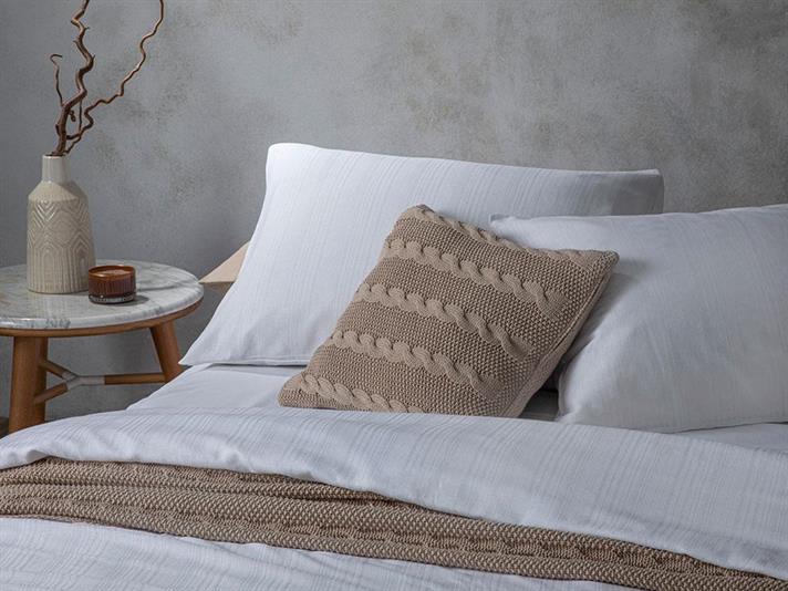  Lenjerie de pat completă, Super King, Aurora, bumbac-viscoză,  260x220 cm/ 200x200 cm/ 50x70 cm, alb