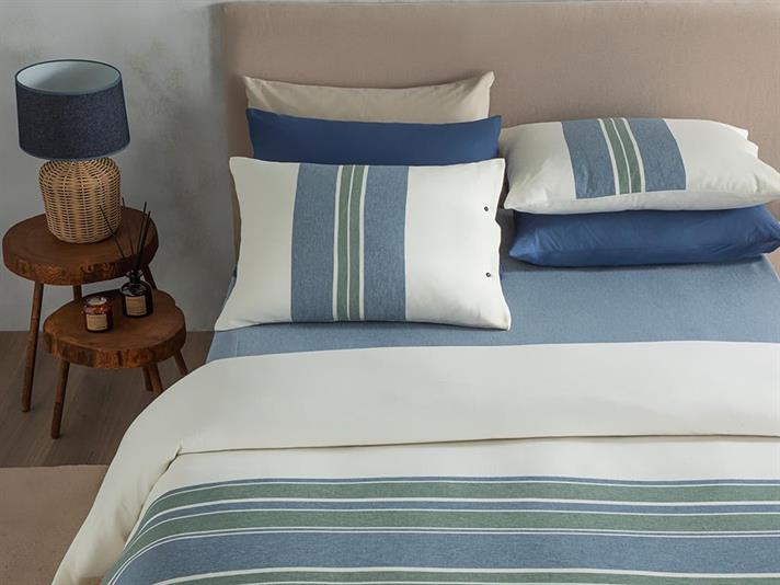  Lenjerie de pat completă, Super King, Winter soft, bumbac-viscoză-poliester, 260x220 cm/ 200x200 cm/ 50x70 cm, verde-bl