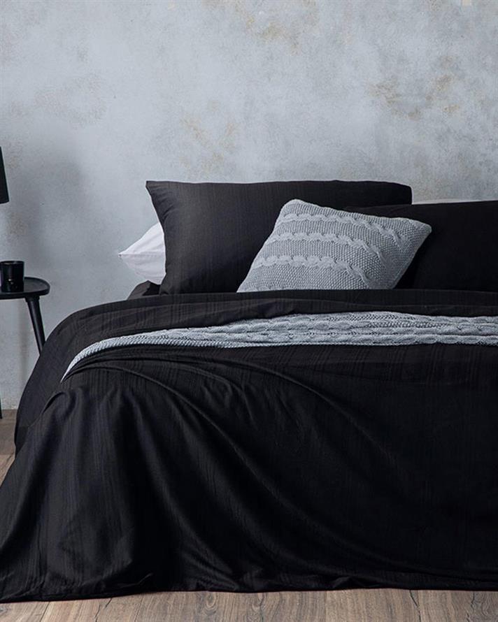  Lenjerie de pat completa King Size, Aurora, bumbac-viscoza, 240x220 cm/180x200 cm/50x70 cm , negru
