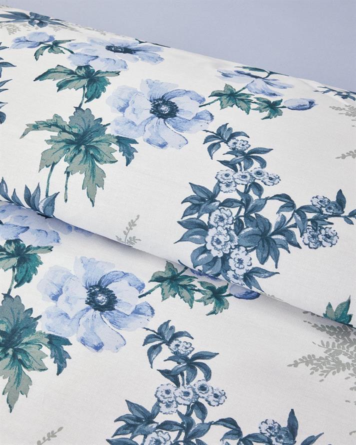  Lenjerie de pat completa King Size, Bloomy Garden, bumbac, 240x220 cm/180x200 cm/50x70 cm, bleu