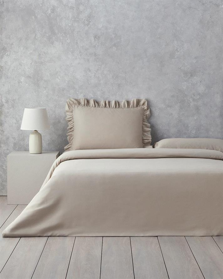  Lenjerie de pat completa King Size, Blaze, bumbac-viscoza-poliester, 240x220 cm/180x200 cm/50x70 cm, bej deschis