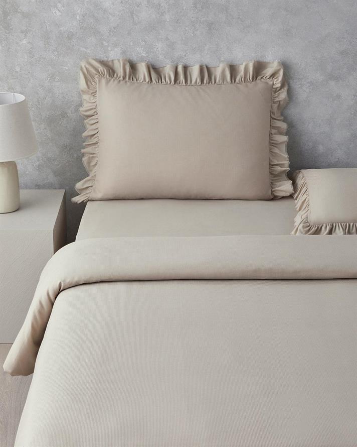  Lenjerie de pat completa King Size, Blaze, bumbac-viscoza-poliester, 240x220 cm/180x200 cm/50x70 cm, bej deschis