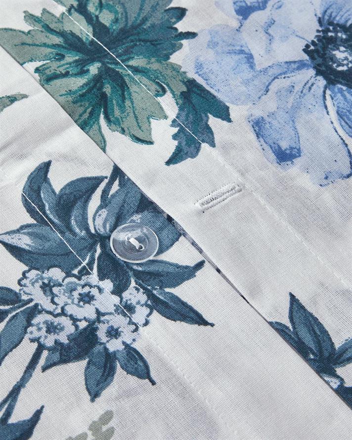  Lenjerie de pat completa King Size, Bloomy Garden, bumbac, 240x220 cm/180x200 cm/50x70 cm, bleu