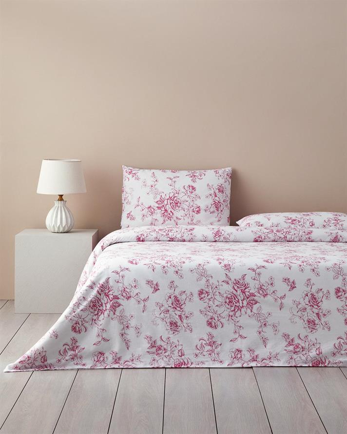  Lenjerie de pat completa King Size, Rosey Violen, bumbac, 240x220 cm/180x200 cm/50x70 cm, roz