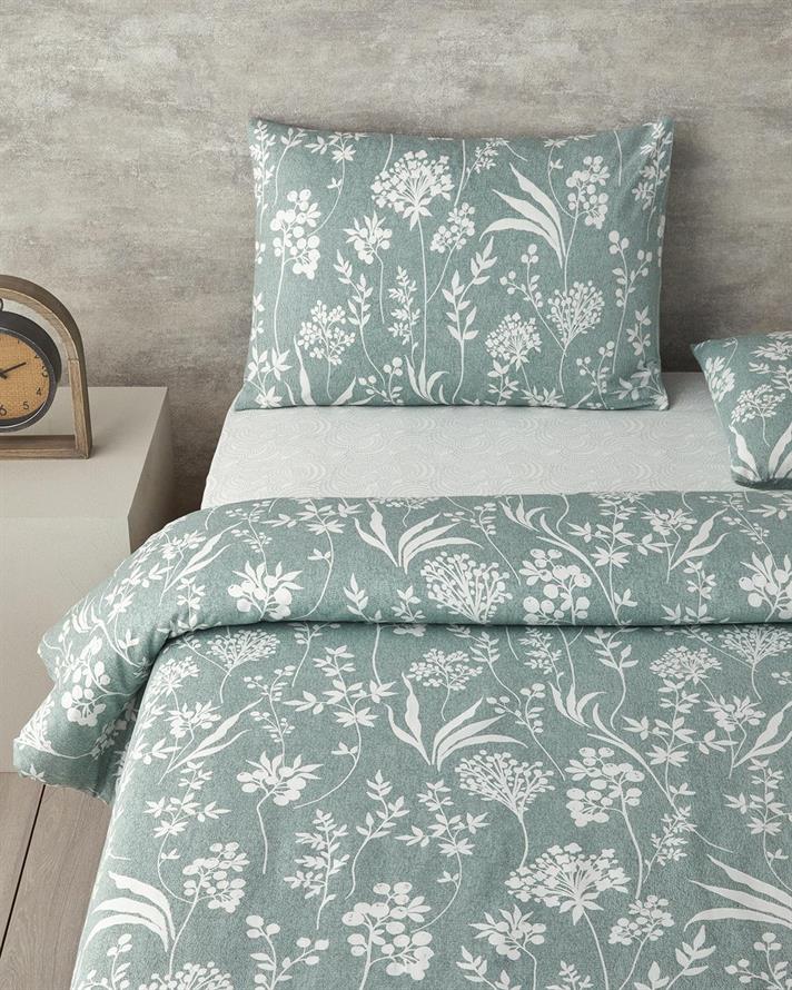  Lenjerie de pat completa King Size, Spring Leaves, bumbac, 240x220 cm/180x200 cm/50x70 cm, verde