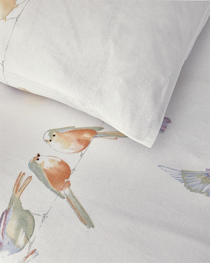  Lenjerie de pat completa pentru doua persoane, Bird Talk, bumbac, 200x220 cm/160x200 cm/50x70 cm, verde