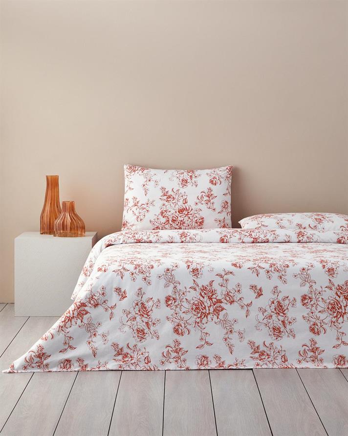  Lenjerie de pat completa pentru doua persoane, Rosey Violen, bumbac, 200x220 cm/160x200 cm/50x70 cm, portocaliu