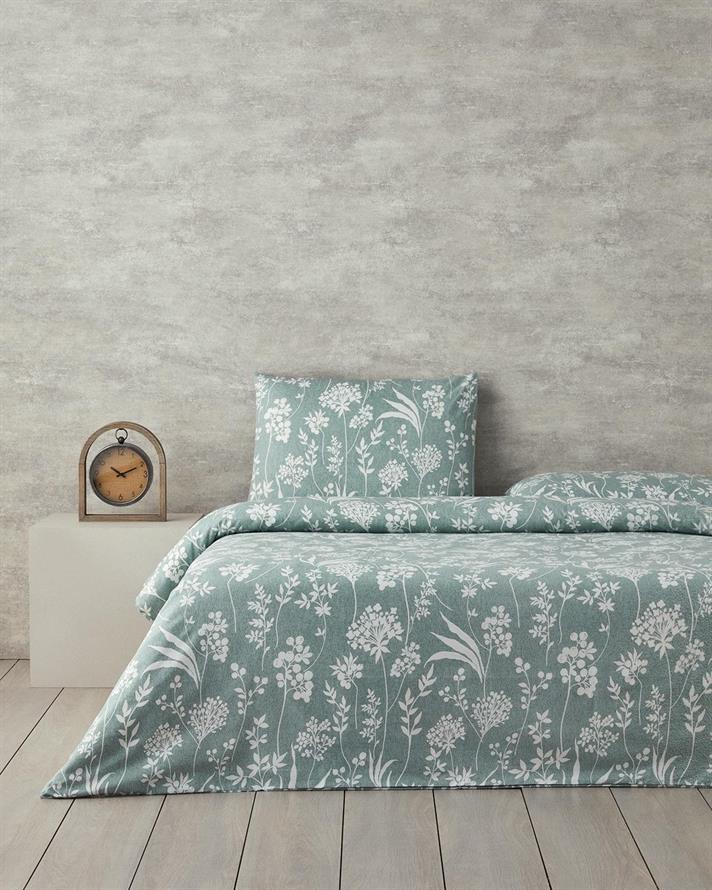  Lenjerie de pat completa pentru doua persoane, Spring Leaves, bumbac, 200x220 cm/160x200 cm/50x70 cm , verde