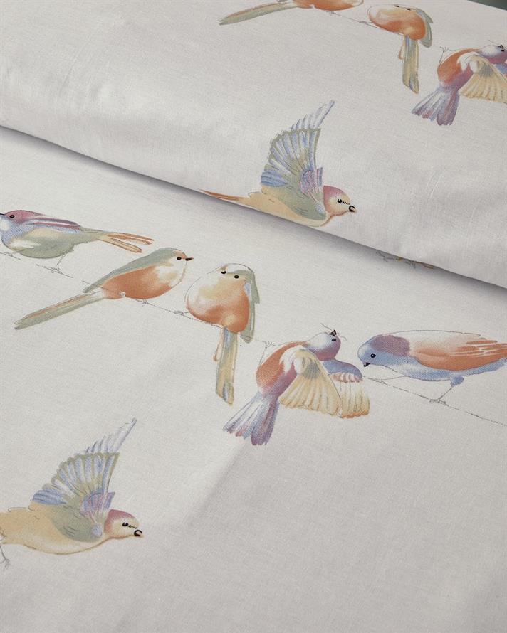  Lenjerie de pat completa pentru doua persoane, Bird Talk, bumbac, 200x220 cm/160x200 cm/50x70 cm, verde