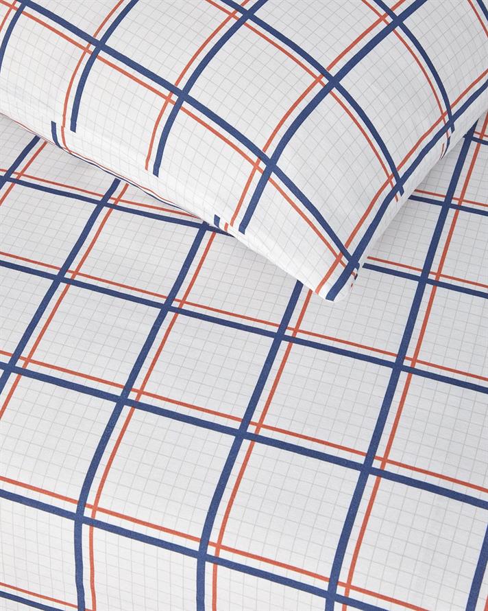  Lenjerie de pat completa pentru doua persoane, Modern Checkers, bumbac-poliester, 200x220 cm/160x200 cm/50x70 cm, bleu-