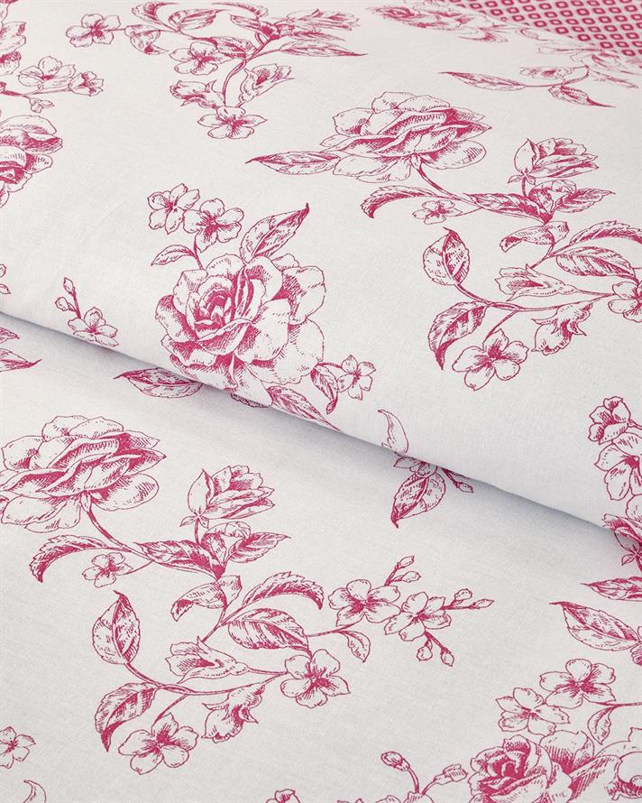  Lenjerie de pat completa pentru doua persoane, Rosey Violen, bumbac, 200x220 cm/160x200 cm/50x70 cm, roz
