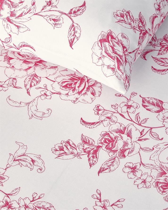  Lenjerie de pat completa pentru doua persoane, Rosey Violen, bumbac, 200x220 cm/160x200 cm/50x70 cm, roz