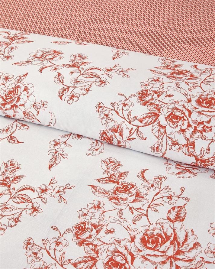  Lenjerie de pat completa pentru doua persoane, Rosey Violen, bumbac, 200x220 cm/160x200 cm/50x70 cm, portocaliu