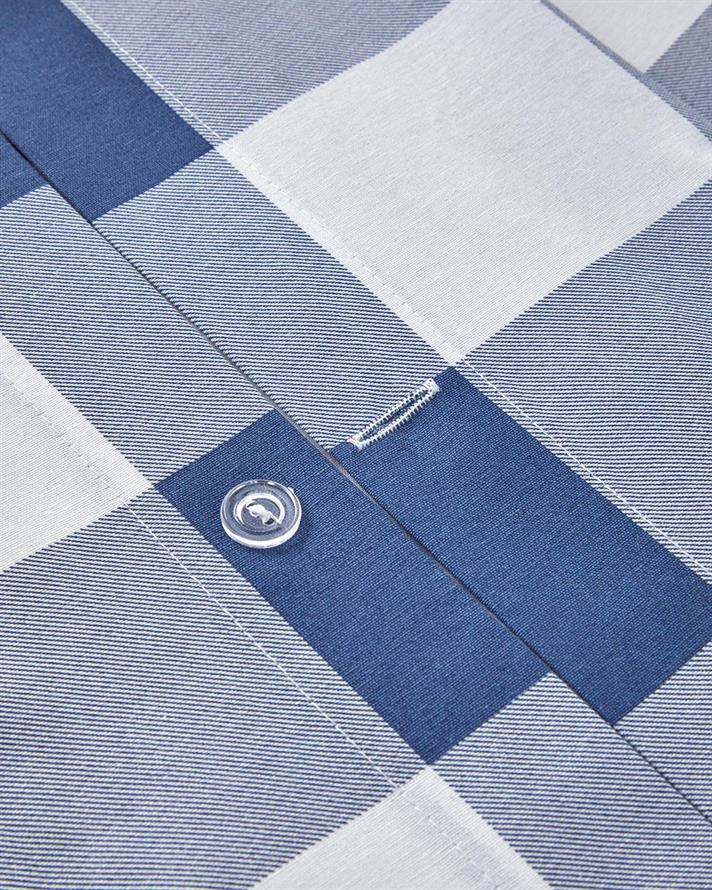  Lenjerie de pat completa pentru doua persoane, Gingham, bumbac-poliester, 200x220 cm/160x200 cm/50x70 cm, albastru