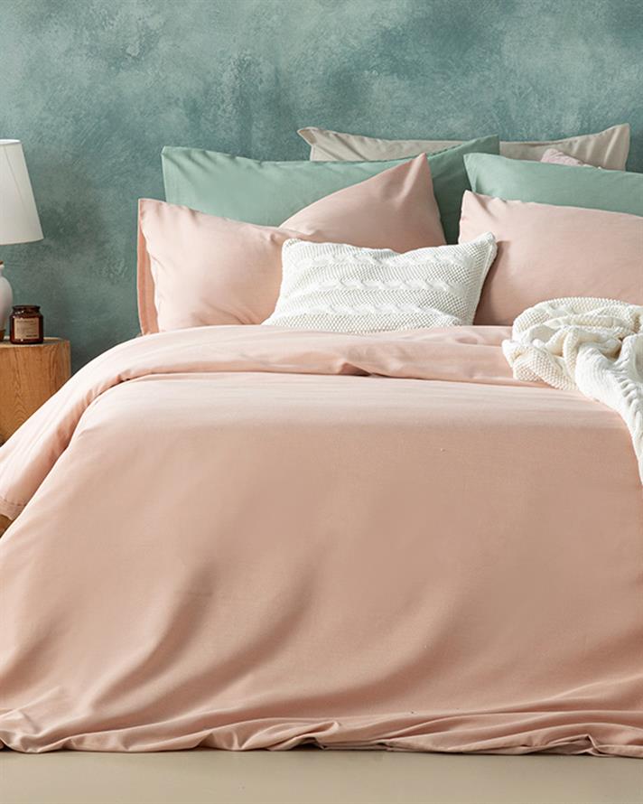  Lenjerie de pat completa pentru doua persoane, Novella, bumbac-viscoza, 200x220 cm/160x200 cm/50x70 cm , roz pudra