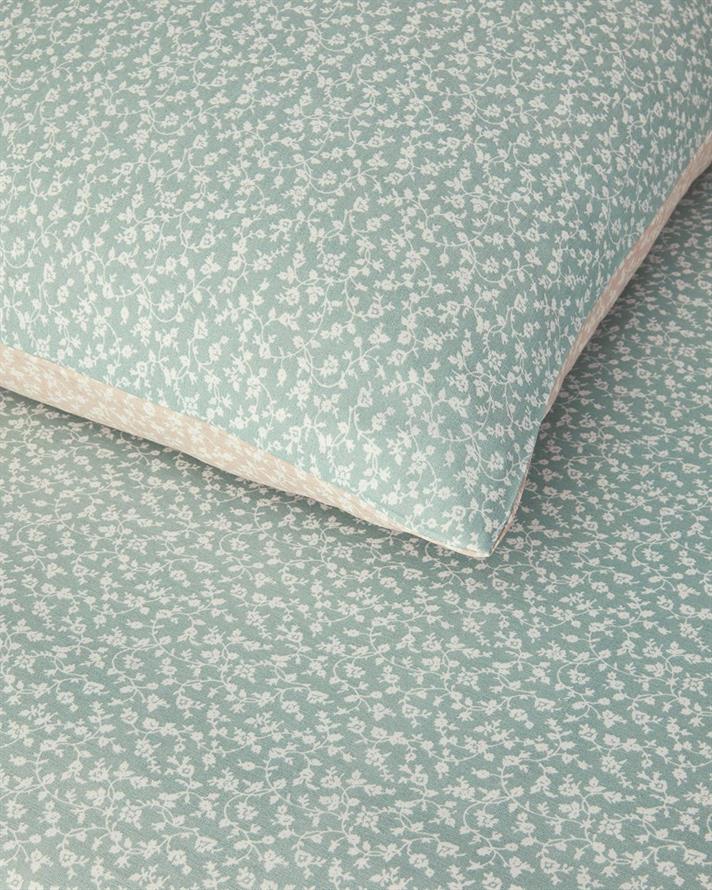  Lenjerie de pat completa pentru doua persoane, Fancy Flowers, bumbac-poliester, 200x220 cm/160x200 cm/50x70 cm , verde