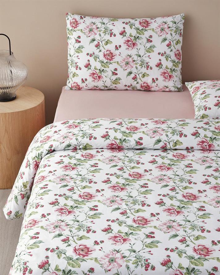  Lenjerie de pat completa pentru doua persoane, Sparkling Flowers, bumbac, 200x220 cm/160x200 cm/50x70 cm, verde