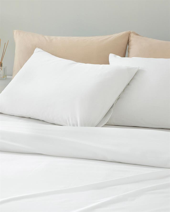  Lenjerie de pat completa pentru doua persoane, Novella, bumbac-viscoza, 200x220 cm/160x200 cm/50X70 cm , alb