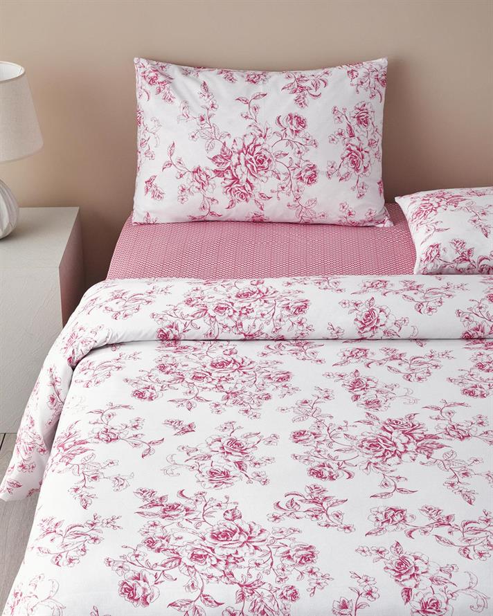  Lenjerie de pat completa pentru doua persoane, Rosey Violen, bumbac, 200x220 cm/160x200 cm/50x70 cm, roz