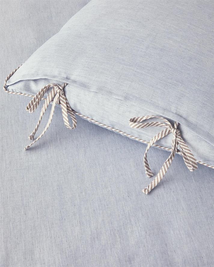  Lenjerie de pat completa pentru doua persoane, Comfy Plain, bumbac-poliester, 200x220 cm/160x200 cm/50x70 cm, bleu-bej