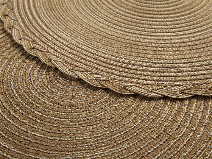 Braided Polyester 2 pcs Table Mat 38 cm Light Brown