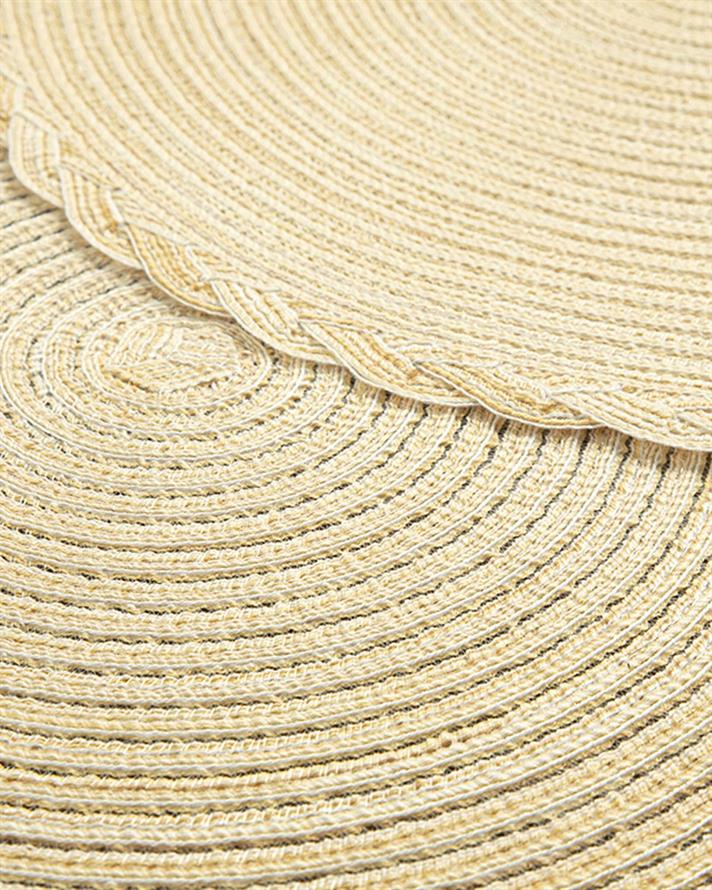 Braided Polyester 2 pcs Table Mat 38 cm Cream