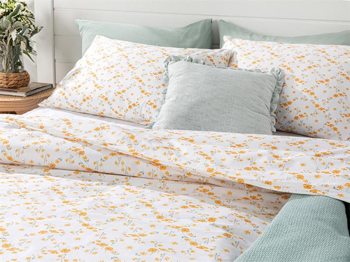 Înflorire de vară Cu Bumbac King Size Set Lenjerie De Pat 240x220 cm Galben